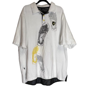 Vintage Jordan White Polo with Black and Yellow Sneaker‎ 100% Cotton Size XXL
